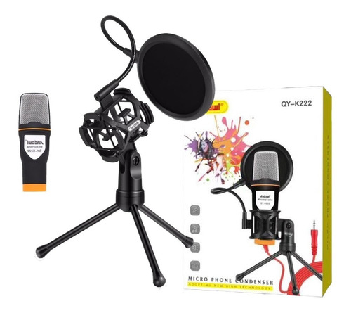 Micrófono Condensador Con Filtro Microfono Pc Atril Microfon