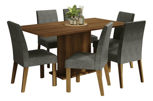 Juego Comedor Mesa Tapa Madera Y 6 Sillas Renata Madesa M/p