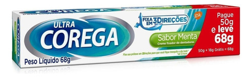 Fixador De Dentadura Ultra Corega Creme Sabor Menta 68g 