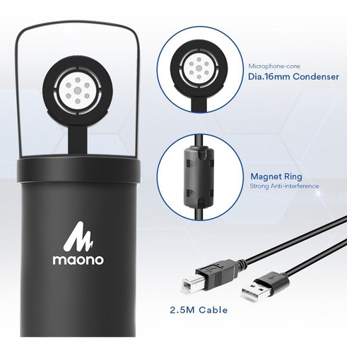 Kit Microfono Condensador Usb Y Auriculares Maono Au-a04h