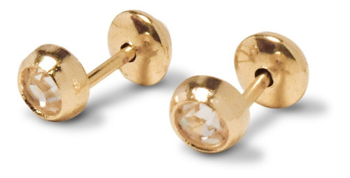 Aros Bebé Circón Blanco 4mm Enchapado Oro 18 K