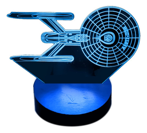 Lámpara 3d Nave Uss Enterprise Star Trek Base Madera