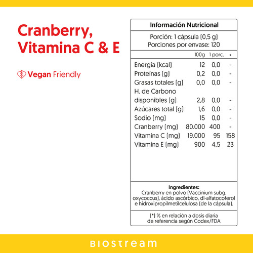 Colágeno, Biotina, Vitamina E, Cranberry Vit C & E Biostream