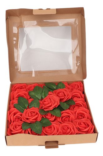 12 Rosas Rojas Falsas, 25 Unidades, Flores Artificiales De A