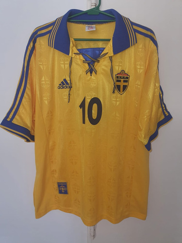 Camiseta Seleccion Suecia adidas 2001 Titular #10 Larsson 