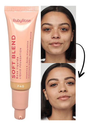 Base de maquiagem líquida Ruby Rose Base Líquida HB-M301 Base Base Líquida Soft Blend tom f40 - 30mL 30g