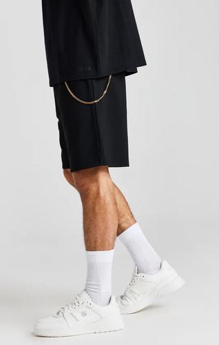 Pantalón Corto Holgado Con Cadena Negro Marca Siksilk