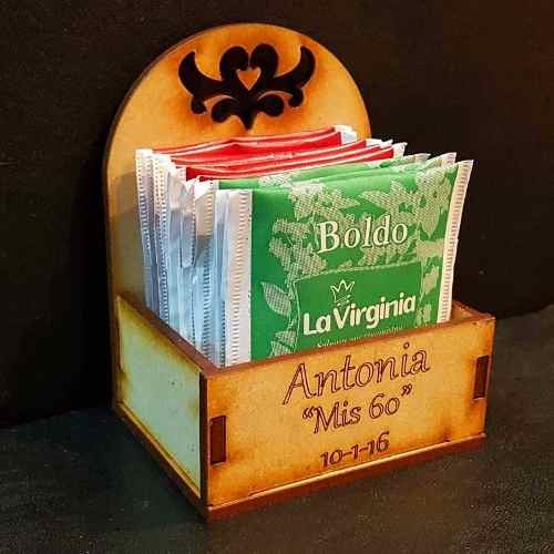 35 Cajitas Porta Saquitos De Te Mdf Fibrofacil Personalizada