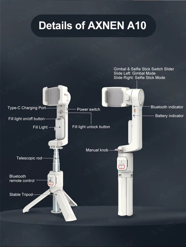 Gimbal Estabilizador Axnen A10 Beige