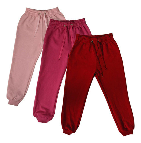 Kit 3 Pçs De Calça Moletinho Infantil Feminina Estampada Top