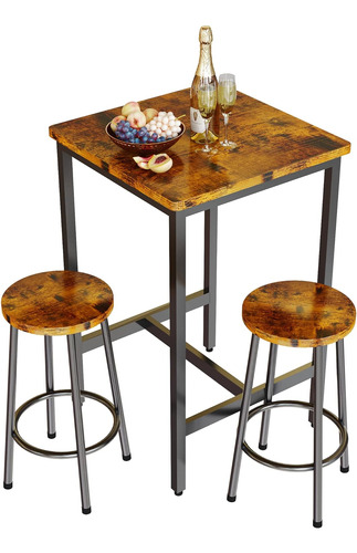 Juego De Mesa De Comedor De 3 Piezas, Mesa De Bar Industrial