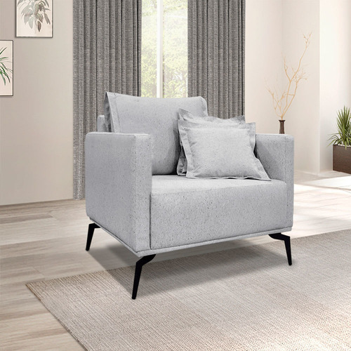 Kit 2 Poltronas E Sofá 2 Lugares 1,60m Sirius Linho Cinza