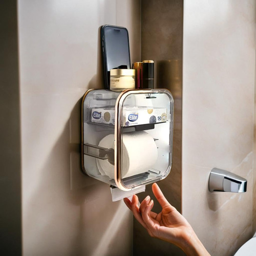 Suporte Porta Papel Higiênico Com Fixação Organização Design