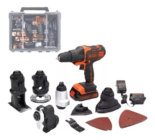 Kit Atornillador Black Decker Matrix 6 funções 20v Litio Color Laranja 220v