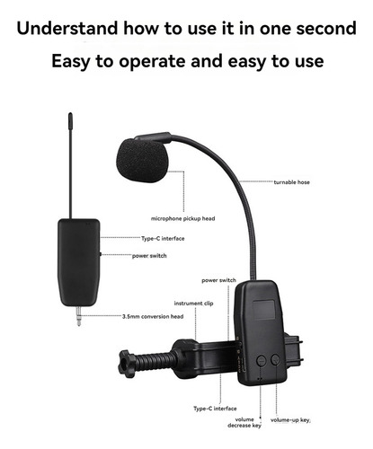 Microfone Sem Fio Para Violino Microfone Para Instrumentos M