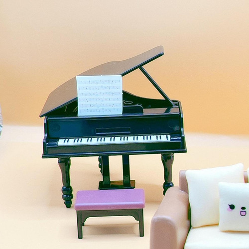 2 Piano De Casa De Muñecas Con Taburete, Simulación De