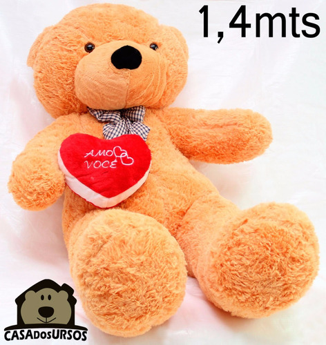 Urso Bicho De Pelúcia Gigante Grande 140cm 1,4 Mts + Coração