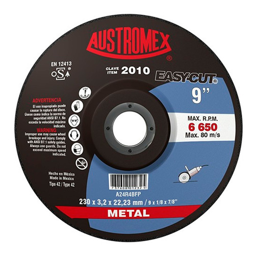 Disco T-27 9x1/8x7/8 Corte Metal Austromex 2010