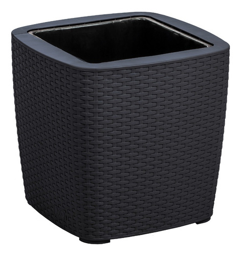 Matera Maceta Para Exteriores Y Jardin Tipo Rattan Mq Color Gris