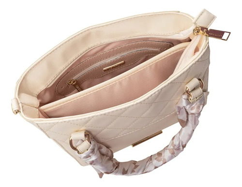 Bolsa Tote Rafitthy Transversal Couro Sintético Off White Off White Liso Ouro Off White