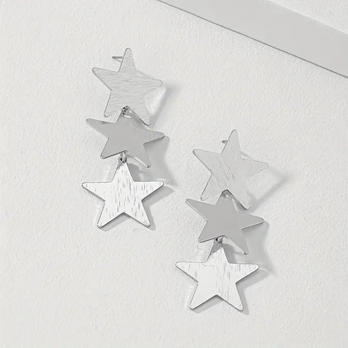 Aros Mujer Accesorio Pendientes Dorados Forma De Estrellas