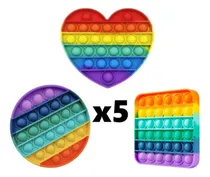 Comprar 5 Pop It Fidget Toy, Empurre Pop Bubble Fidget Sensorial Toy Cor Quadrado Arco Iris X5