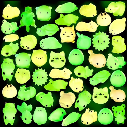 Kit 12 Mochis 6 Ilumimochis Brillan Oscur + 6 Mochis Squishy