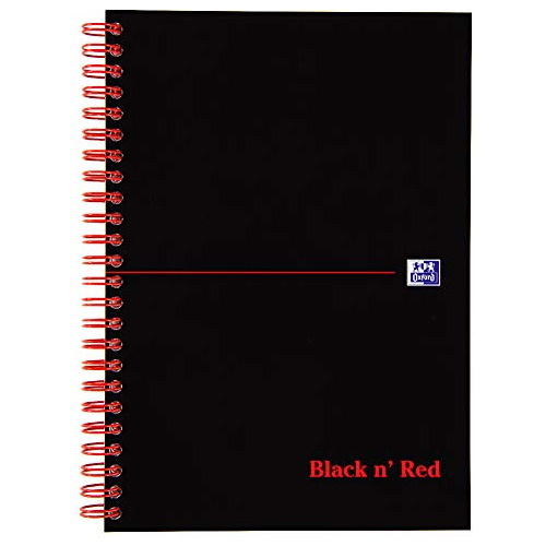 Libreta De Tapa Dura De Alambre Doble A5, Negro/rojo