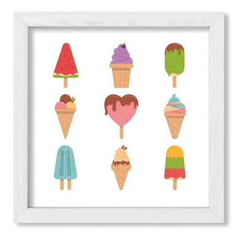 Cuadros Infantiles 20x20 Chato Blanco Ice Creams