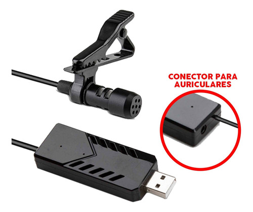 Microfono Corbatero Usb Entrada Auricular Pc Laptop Cuo