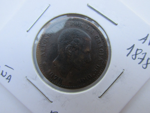 Moneda Reino De España 5 Centimos Bronce Año 1878 Escasa (Usado)