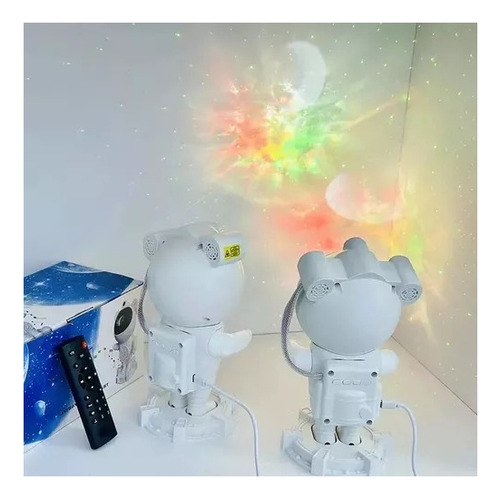 Astronauta Proyector Bluetooth Galaxia Estrellas Parlante Blanco