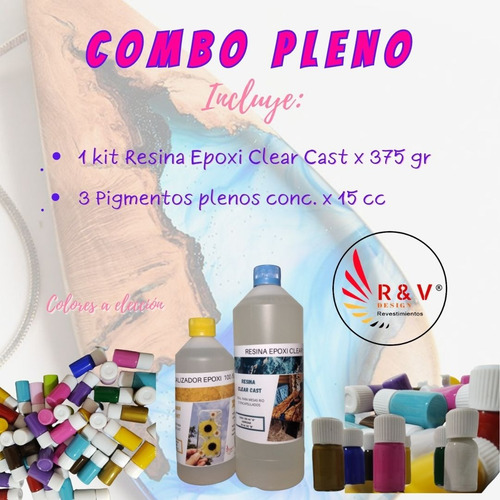 Combo Resina Epoxi Transparente 375gr Y Pigmentos
