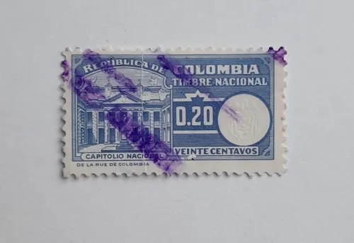 Estampilla Colombia Timbre Nacional De 20 Centavos (Usado)
