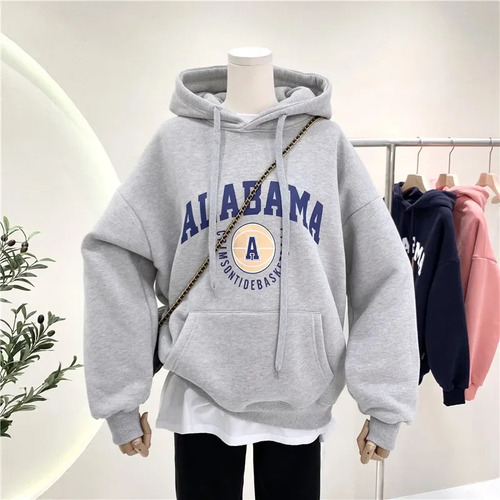 Sudadera Con Capucha Y Forro Polar Con Estampado De Letras Para Mujer