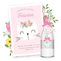 Comprar Kit Imprimible Gatita Pastel Invitación 01