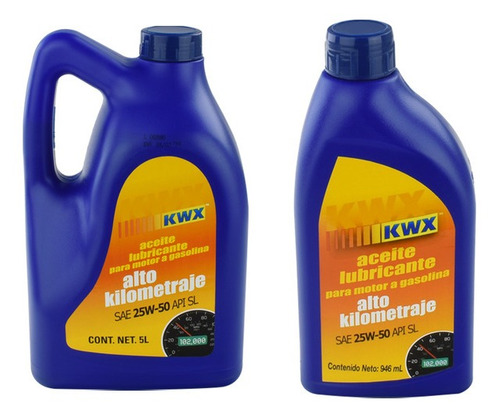 Aceite Multigrado 25w50 Alto Kilometraje Garrafa + Botella