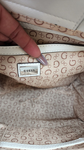 Bolsa Guess Sv970306 Nueva 100 % Original Con Etiqueta Rosa Pálido Estampado Níquel Blanco