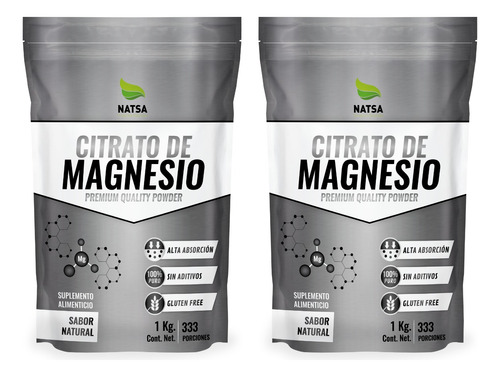Citrato De Magnesio, 2 Bolsas De 1 Kg Cu