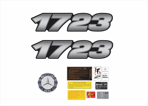Kit Adesivos Resinados Para Mercedes Benz 1723 18222 Cor Prata