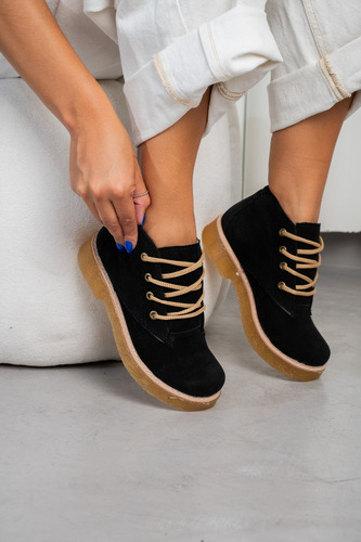 Borcego Mujer Bota Plataforma Negros Comodos Goblin Chavito