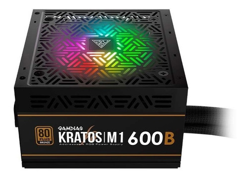 Fonte Atx Gamdias 600w Reais Kratos M1 Rgb 80 Plus Pfc Ativo