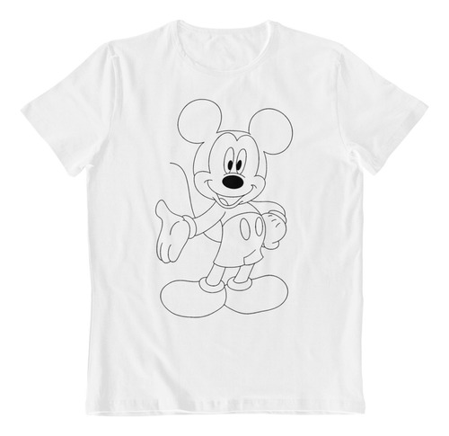 Dtf - Polera Blanca Algodon - Mickey Mouse Dibujo Animado