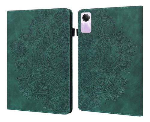 Funda De Cuero Verde Pavo Real For Xiaomi Redmi Pad Se