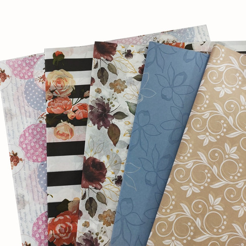 Imagem 1 de 1 de Papel De Seda Estampado Flores Sortido Pacote 50 Folhas