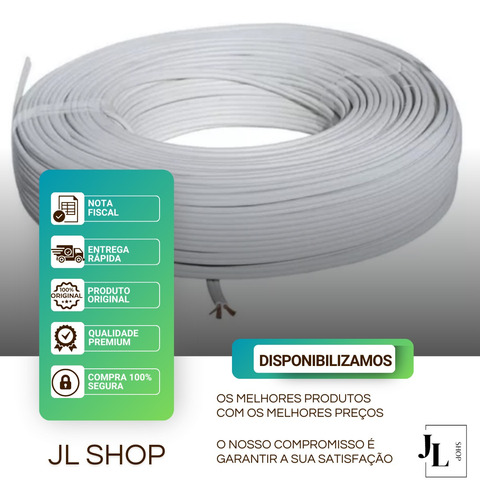 Cabo Paralelo Duplo 2x2,5mm Rolo 100mts Flexível Qualidade