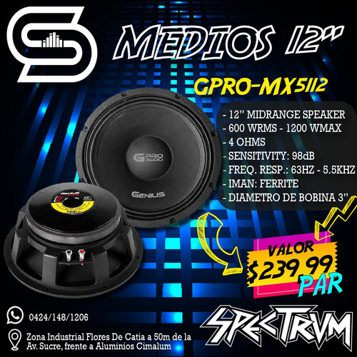 Medios Genius 12 Pulgadas 1200watts