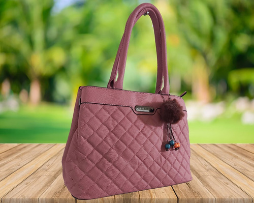 Imagen 3 de 7 de Hermosa Bolsa De Mano Para Mujer En Color Rosa En Tacto Piel
