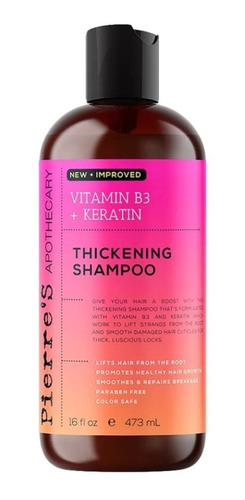 Shampoo Engrosador, Pierre's, Vitamina B3 + Keratina 473 Ml