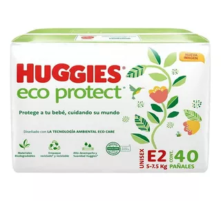 Pañales Huggies Eco Protect Etapa 2 Unisex 40 Pzas